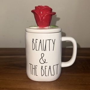 rae dunn beauty and the beast with rose topper
